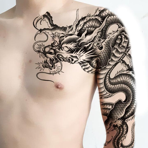 Chinese Dragon Temporary Tattoo (Chest)